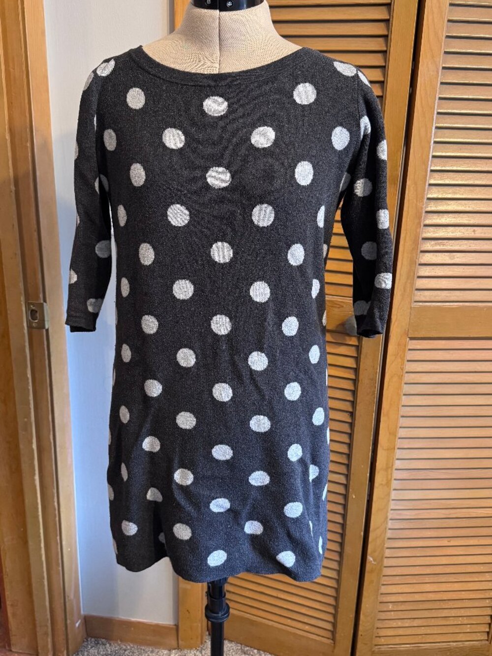 Old Navy Charcoal Polka Dot Sweater Dress Size Petite M